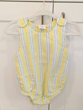 Seed Heritage Yellow Blue Striped Baby One-Piece
